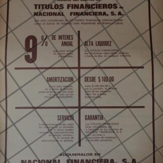 CARTEL RETRO ORIGINAL. BANCO NACIONAL FINANCIERA 1968 /149