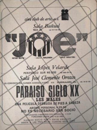 AFICHE ANTIGUO. CINE CLUB DE ARTE A.C. 1971 /5