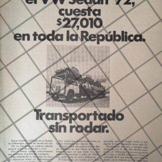 PUBLICIDAD ANTIGUA AUTOS VOLKSWAGEN SEDAN 1972 /1001