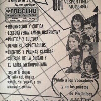 AFICHE RETRO ORIGINAL. PERIODICO CRUCERO VERSPERTINO 1970 /2