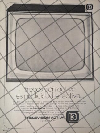 AFICHE RETRO ORIGINAL. TELEVISORA TRECEVISION ACTIVA CANAL 13 1970 /2