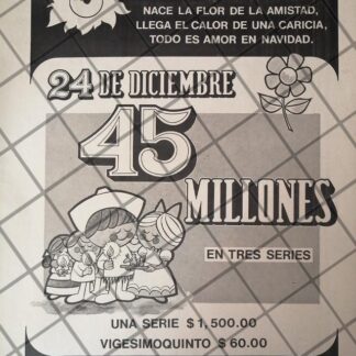 AFICHE RETRO ORIGINAL LOTERIA NACIONAL 1970 24 DIC