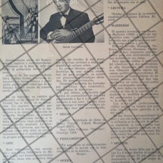 AFICHE ANTIGUO ORIGINAL. GUITARRISTA. SELVIO CARRIZOSA 1960s