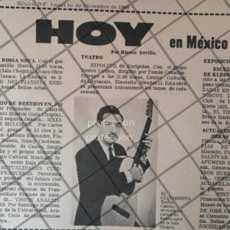 AFICHE ANTIGUO ORIGINAL. EL GUITARRISTA EMILIO CASTILLO 1969