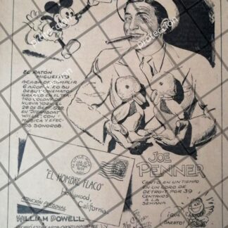 AFICHE ANTIGUO ORIGINAL. DEBUT DE MICKEY MOUSE EN CINE 1934 Y MAS