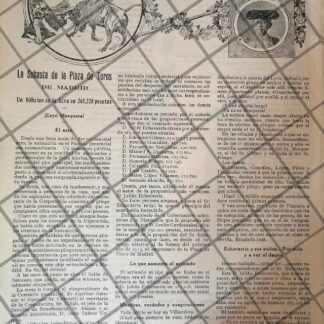 GACETA TAURINA ANTIGUA 1912. ORO, SEDA Y SANGRE