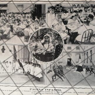 AFICHE ANTIGUO JARDIN DE NIÑOS JUAN JACOBO ROUSEAU 1912