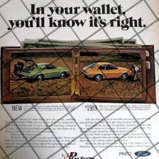 CARTEL RETRO AUTOS FORD PINTO 1971 -1082 /RARO
