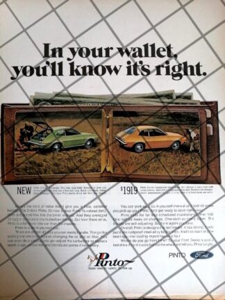 CARTEL RETRO AUTOS FORD PINTO 1971 -1082 /RARO