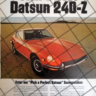 CARTEL RETRO DEBUTA DE AUTOS NISSAN DATSUN 240-Z /MUY RARO
