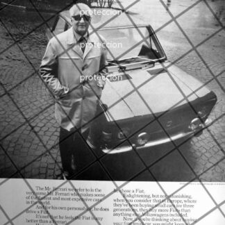 RARISIMO CARTEL RETRO ENZO FERRARI Y AUTOS FIAT 1971