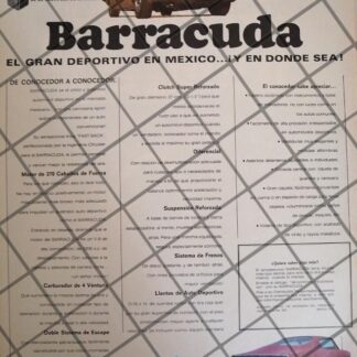 CARTEL RETRO AUTOS CHRYSLER BARRACUDA 1969 -1069