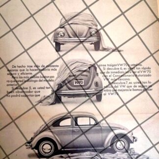 AFICHE RETRO ORIGINAL AUTOS VOLKSWAGEN VOCHO 1970 -1066