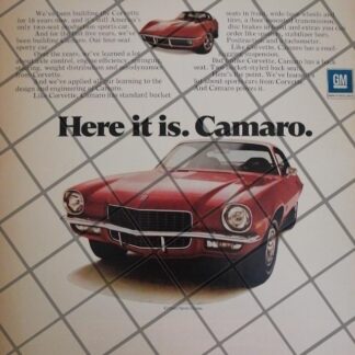 AFICHE RETRO ORIGINAL AUTOS CHEVROLET CAMARO SPORT 1971-RARO