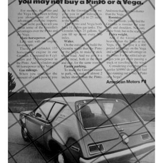 AFICHE RETRO ORIGINAL AUTOS AMERICAN GREMILIN 1970 -1052 /RARO