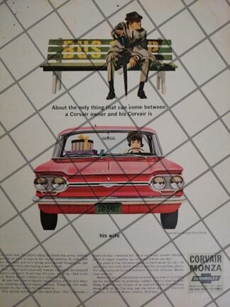 AFICHE RETRO ORIGINAL AUTOS CHEVROLET CORVAIR MONZA 1964-1046