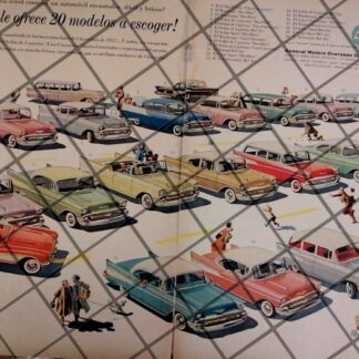 AFICHE RETRO ORIGINAL AUTOS CHEVROLET MODELOS DE 1957 -1037