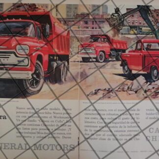 AFICHE RETRO ORIGINAL CAMION DE VOLTEO 100 GENERAL MOTORS 1959