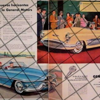 AFICHE RETRO ORIGINAL AUTOS BUICK XP-300 1953 Y LE SABRE /RARO