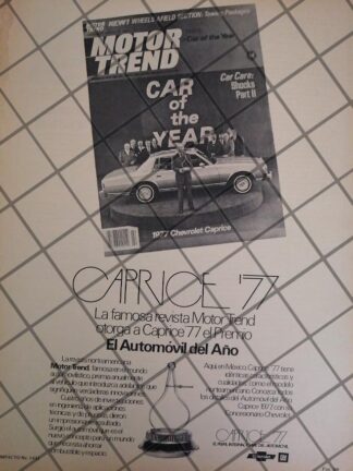 AFICHE RETRO ORIGINAL AUTOS CHEVROLET CAPRICE 1977 -1031