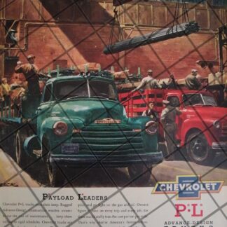 AFICHE RETRO ORIGINAL CAMIONES CHEVROLET 1950 -1027