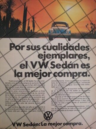 AFICHE RETRO ORIGINAL AUTOS VOLKSWAGEN VOCHO 1978 -1025