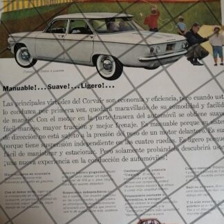 AFICHE RETRO ORIGINAL AUTOS CORVAIR SEDAN 700 1961 /1021
