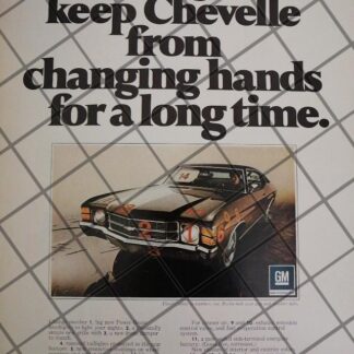 CARTEL RETRO ORIGINAL AUTOS CHEVROLET CHEVELLE 1970/1007