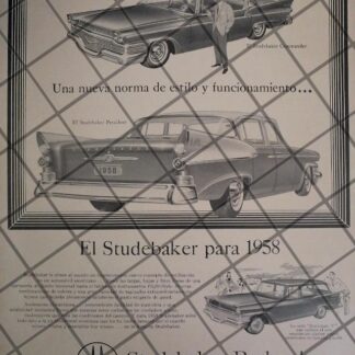 CARTEL RETRO ORIGINAL AUTOS STUDEBAKER 1958 /1004