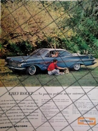 CARTEL RETRO ORIGINAL AUTOS CHEVROLET IMPALA SPORT 1959 /1002