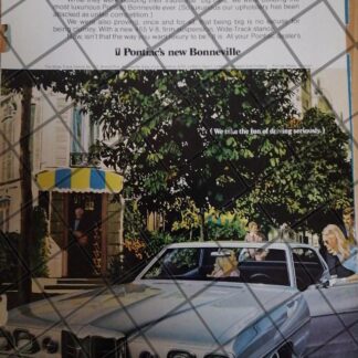CARTEL VINTAGE ORIGINAL AUTOS PONTIAC BONEVILLE 1970. -1101