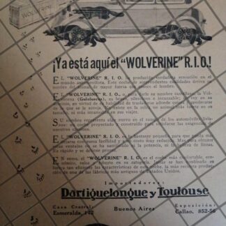 CARTEL ANTIGUO ORIGINAL AUTOS WOLVERINE RIO. 1928 -1094