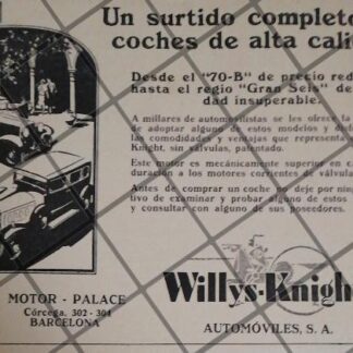 CARTEL RETRO AUTOS WILLYS-KNIGHT 1927 /MUY RARO