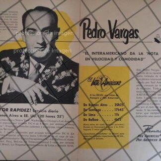 AFICHE RETRO PEDRO VARGAS Y PANAMERICAN AIRLINES 1949