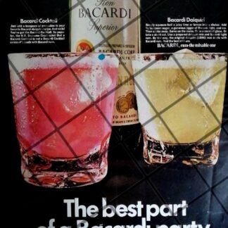 CARTEL PUBLICITARIO RETRO RON BACARDI 1960s /629