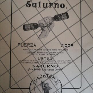 CARTEL ANTIGUO 1910 CERVEZA SATURNO /212