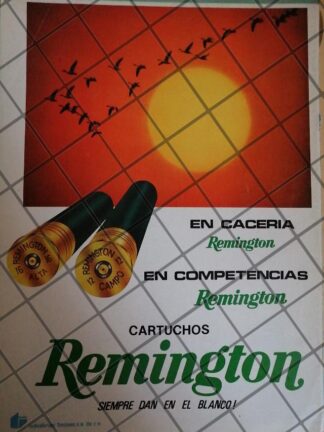 CARTEL PUBLICITARIO RETRO CARTUCHOS REMINGTON 1970s