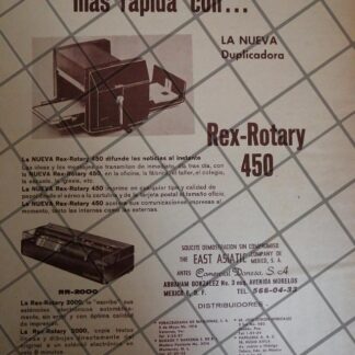 RARO CARTEL ANTIGUO ORIGINAL 1960 MIMIOGRAFO REX ROTARY 450