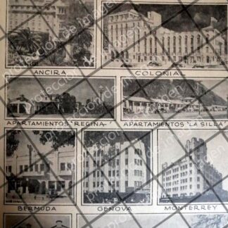 AFICHE ANTIGUO ORIGINAL VARIOS HOTELES DE MONTERREY 1943