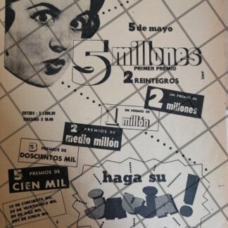 AFICHE ANTIGUO ORIGINAL LOTERIA NACIONAL 1956 /183