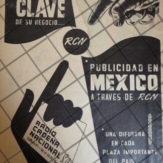 AFICHE RETRO ORIGINAL. RADIO DIFUSORA, RADIO CADENA NACIONAL 1953