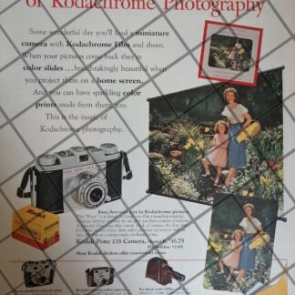 CARTEL ANTIGUO ORIGINAL 1950 CAMARA KODAK PONY 135 /602
