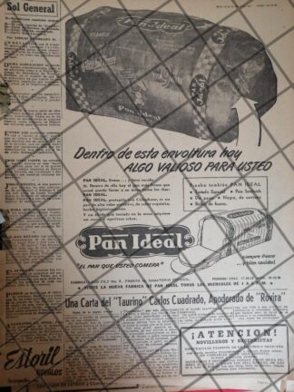 CARTEL ANTIGUO ORIGINAL PAN IDEAL 1947 /RARO