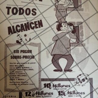 AFICHE RETRO ORIGINAL LOTERIA NACIONAL 1960 /180