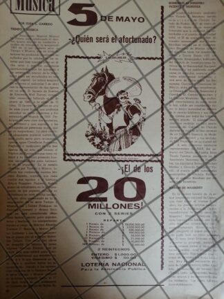 AFICHE RETRO ORIGINAL LOTERIA NACIONAL 1963 /178