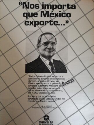 CARTEL RETRO ORIGINAL. LEE. A. IACOCCA, CRYSLER DE MEXICO /941