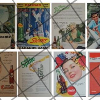 8 CARTELES ANTIGUOS REFRESCOS VARIOS AÑOS 40s-70s /318