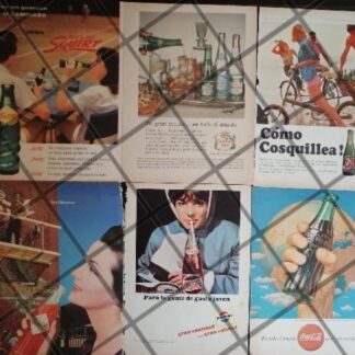 6 CARTELES ANTIGUOS REFRESCOS VARIOS AÑOS 40s-70s /317