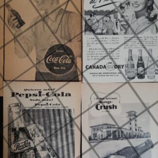 4 CARTELES ANTIGUOS REFRESCOS VARIOS AÑOS 40s-50s /315