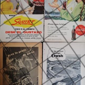 4 CARTELES ANTIGUOS REFRESCOS VARIOS AÑOS 50s-60s /314
